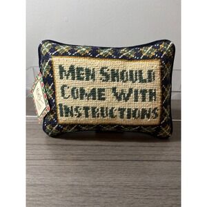 Handmade Wool Needlepoint Pillow "Men Should Come with Instructions"